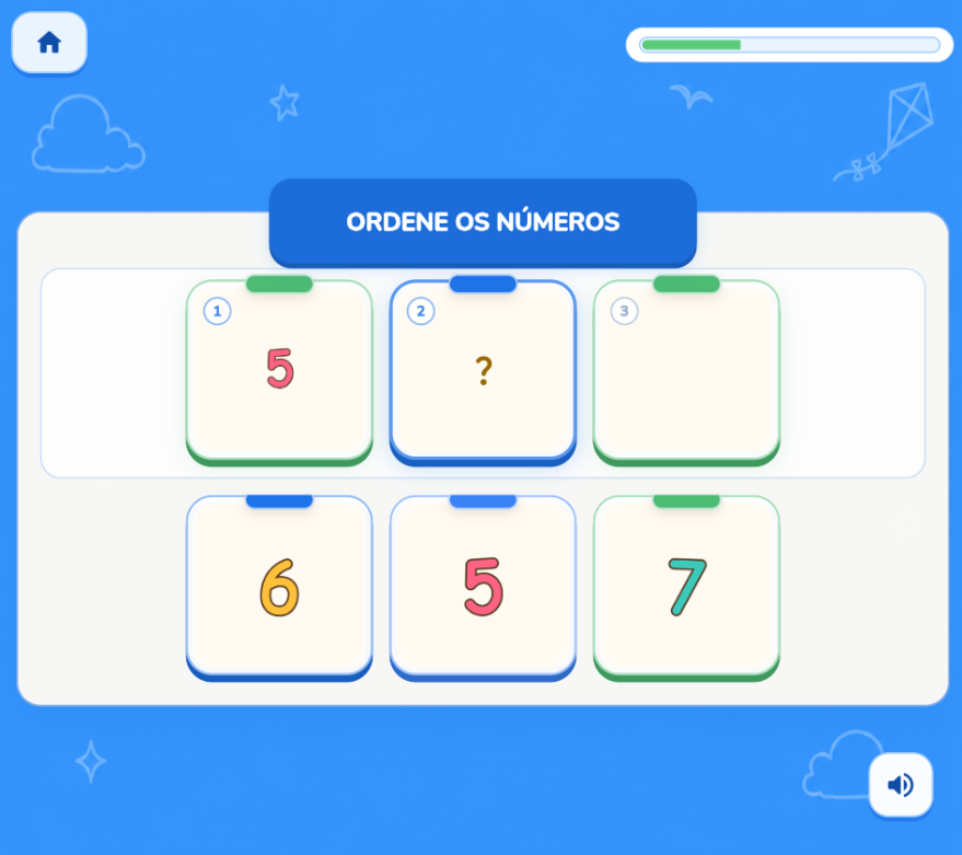 Jogo de ordenar números em sequência