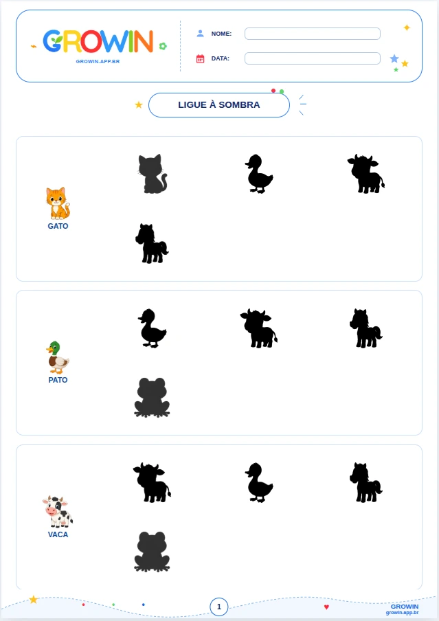 Atividade imprimível de grupos e itens