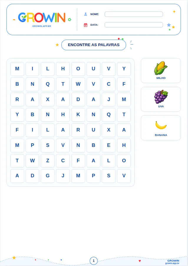 Atividade imprimível de associação visual